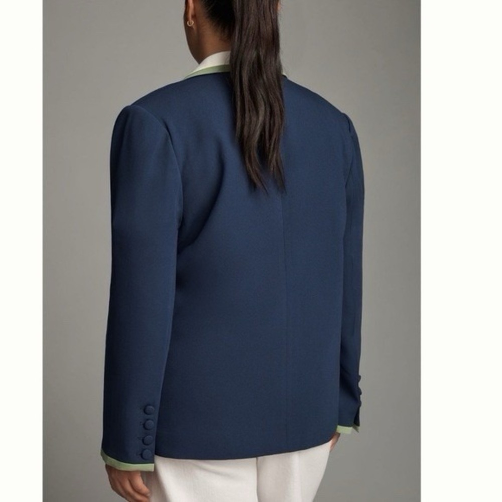 Anthropologie Maeve Colorblock Blazer Blue Green White Size XL‎ - Picture 3 of 11
